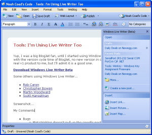 Windows Live Writer Screenshot
