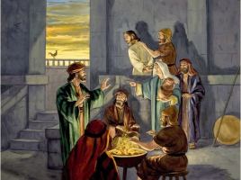 Jesus looks at Peter